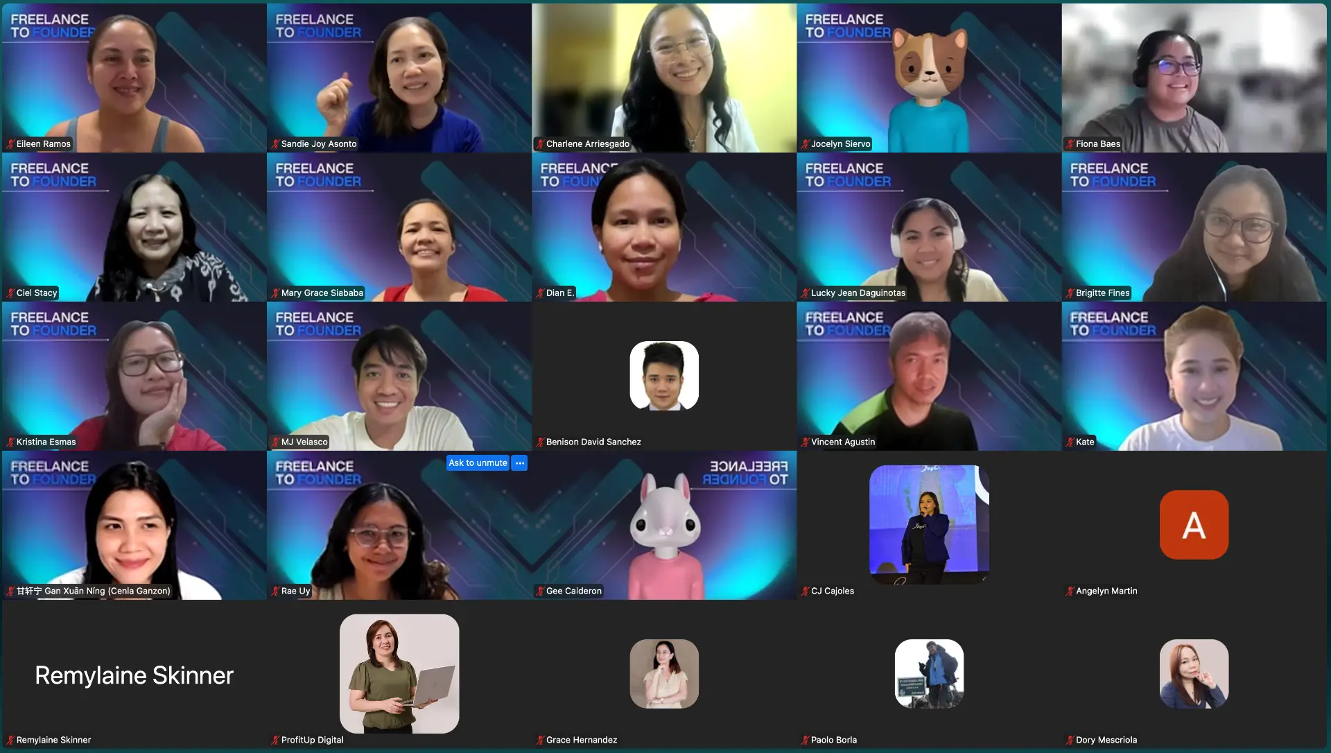 Filipino freelancers attending Coach CJ's live online training session